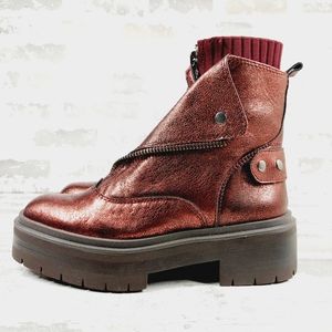 Sam Edelman Linds Cooper Brown Slip On Front Zip Chunky Layered Bootie E15